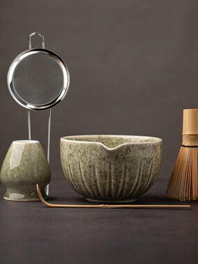 5pc Perfect Matcha Kit for Matcha Tea Ceremony Match Bowl Scoop Chasen Holder